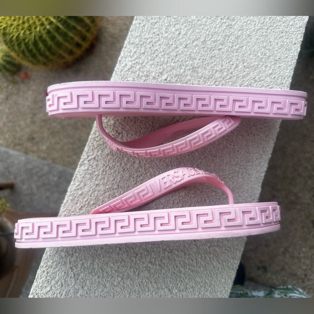Versace Pink Rubber Flip Flop Sandals - Picture 3 of 7